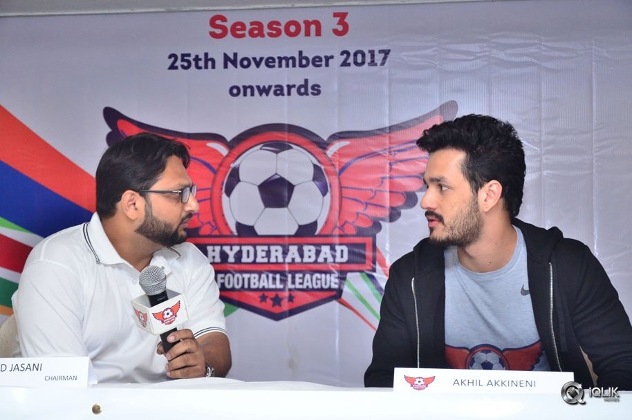 Akhil-At-Hyderabad-Football-League-Press-Meet
